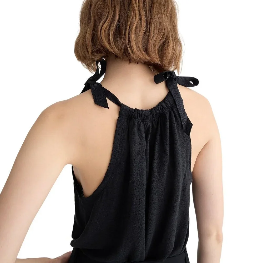 NWT J.Crew Black Linen Tank Top M